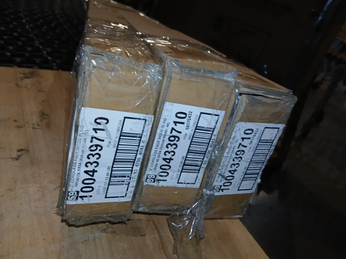 *** Pack of 3 *** White Cordless Faux Wood Blinds for Windows with 2 in. Slats - 48.5 in. W x 54 in. L (Actual Size 48 in. W x 54 in. L) - image 5