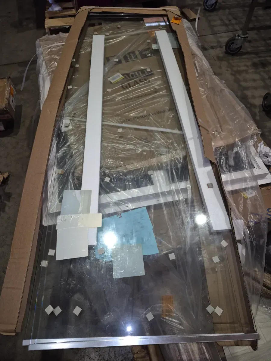 Model 2400  Framed Bypass Sliding Tub Enclosure in Bright Clear with Etched Glass and Towel Bar - image 3