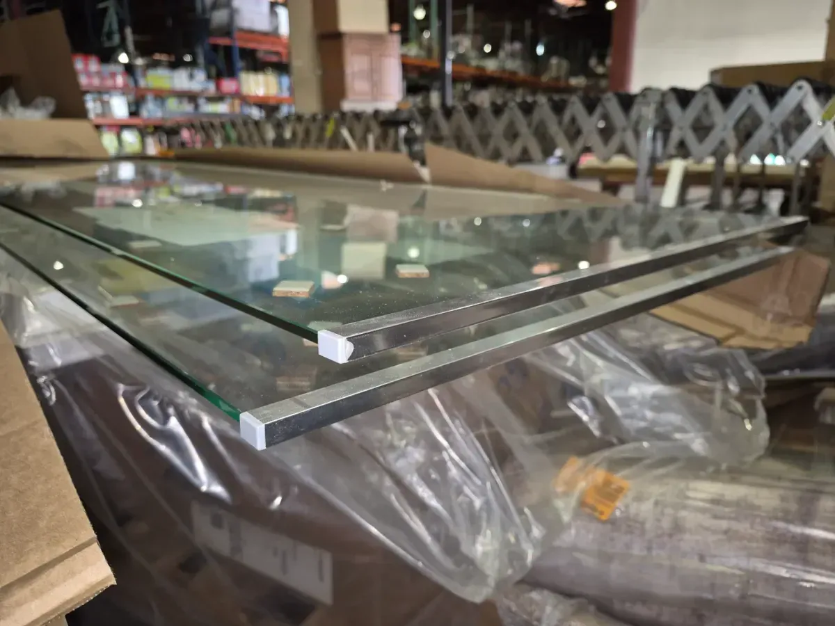 Model 2400  Framed Bypass Sliding Tub Enclosure in Bright Clear with Etched Glass and Towel Bar - image 5