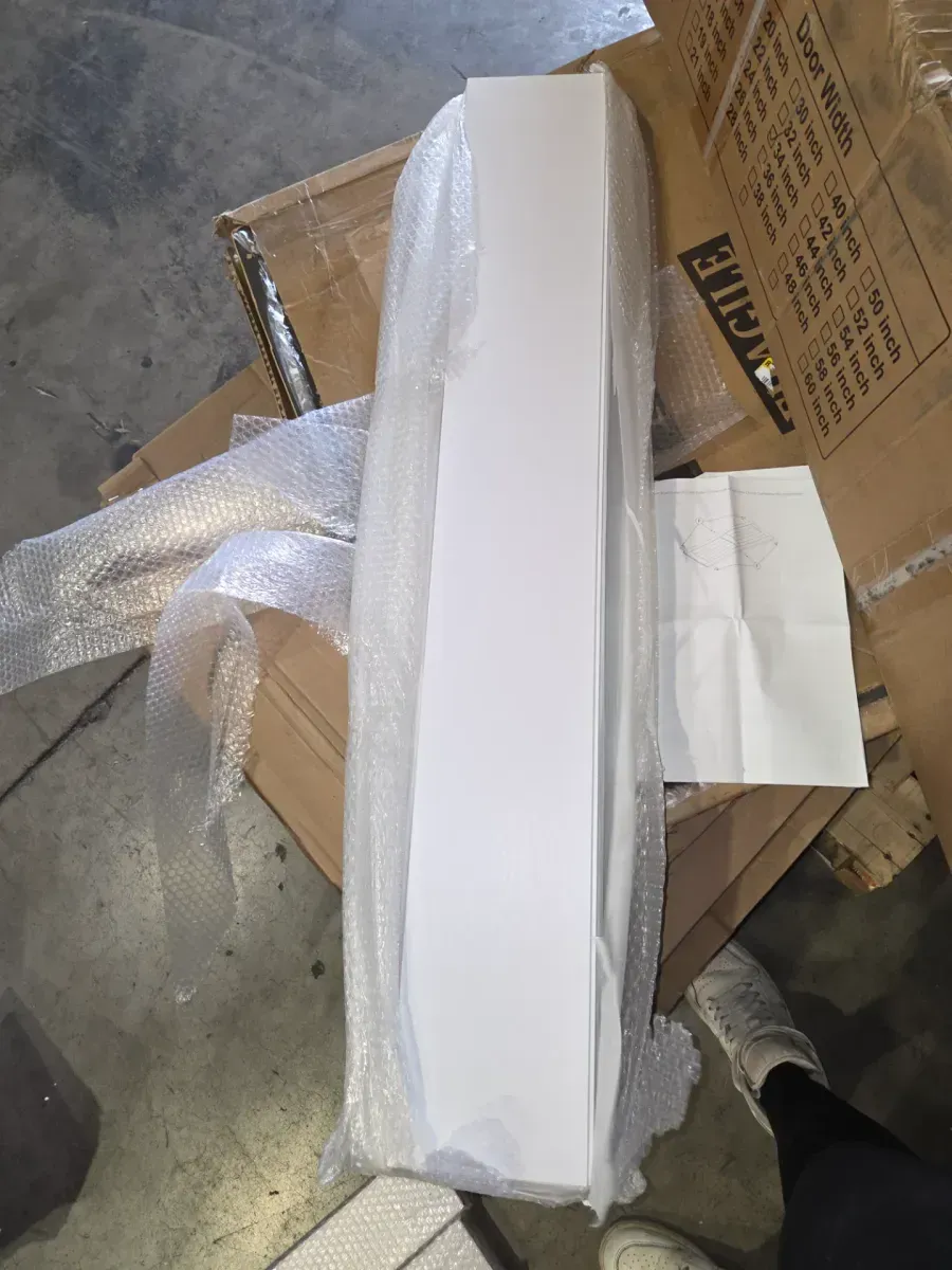 34 in. x 96 in. White Painted Composite MDF Paneled Interior Sliding Barn Door with Hardware Kit - image 3