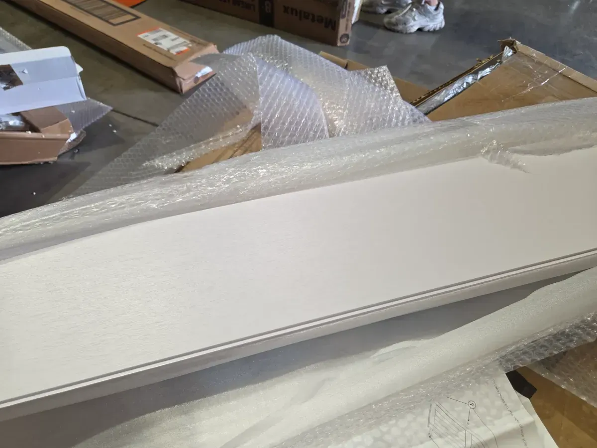 34 in. x 96 in. White Painted Composite MDF Paneled Interior Sliding Barn Door with Hardware Kit - image 4