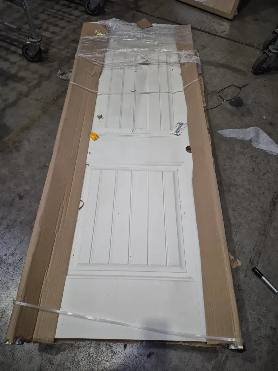 32 in. x 80 in. 2 Panel Left-Handed Unfinished Wood Solid Core Single Prehung Interior Door 4-9/16 in. Flat Jamb - image 2