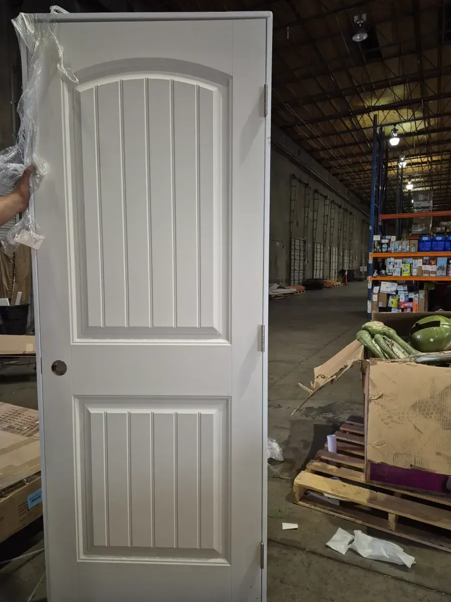 32 in. x 80 in. 2 Panel Left-Handed Unfinished Wood Solid Core Single Prehung Interior Door 4-9/16 in. Flat Jamb - image 4