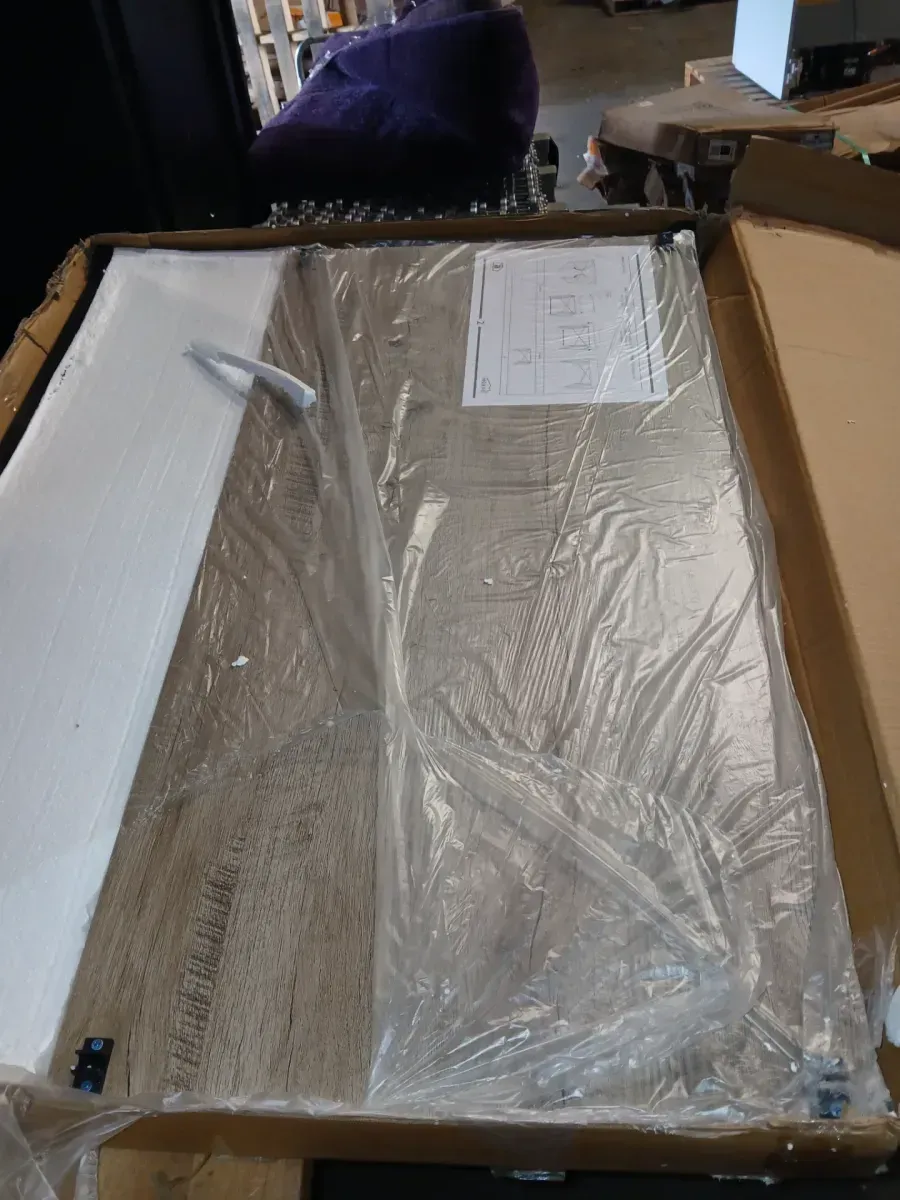 Foldable 39.5 in. Rectangular Sewn Oak Laminate with black Metal Base Writing Desk assembled with no tools - image 2