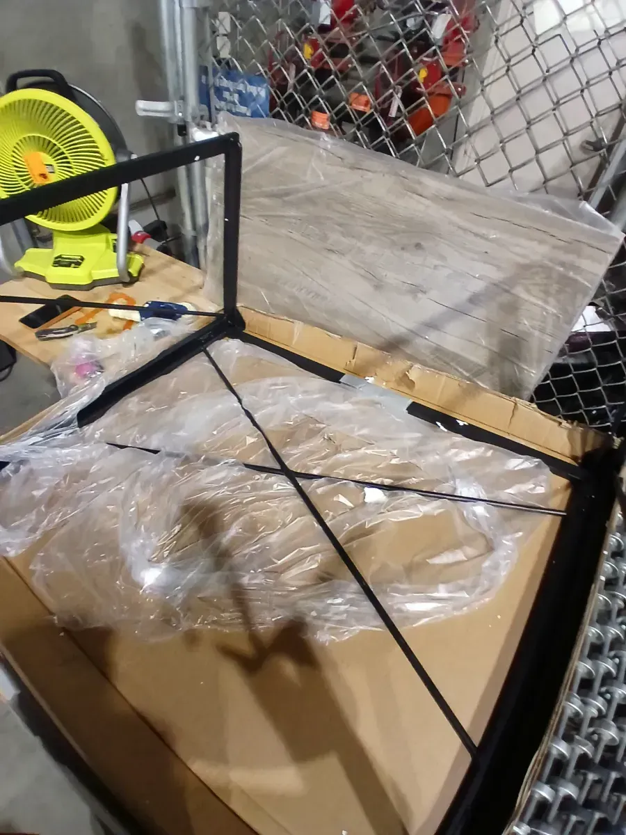 Foldable 39.5 in. Rectangular Sewn Oak Laminate with black Metal Base Writing Desk assembled with no tools - image 4