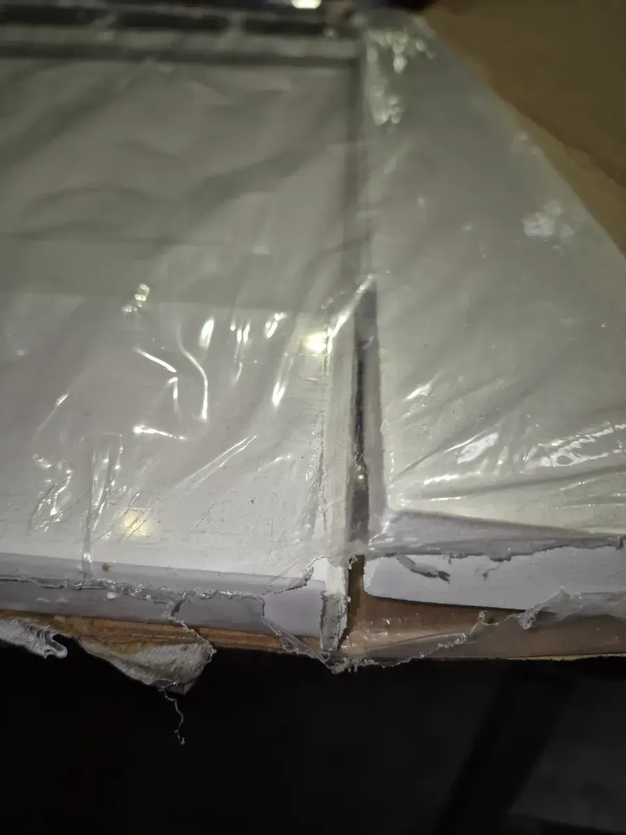 ***broken at the corners***Screen Tight 32 in. x 80 in. Georgian Solid Vinyl White Screen Door  - image 4