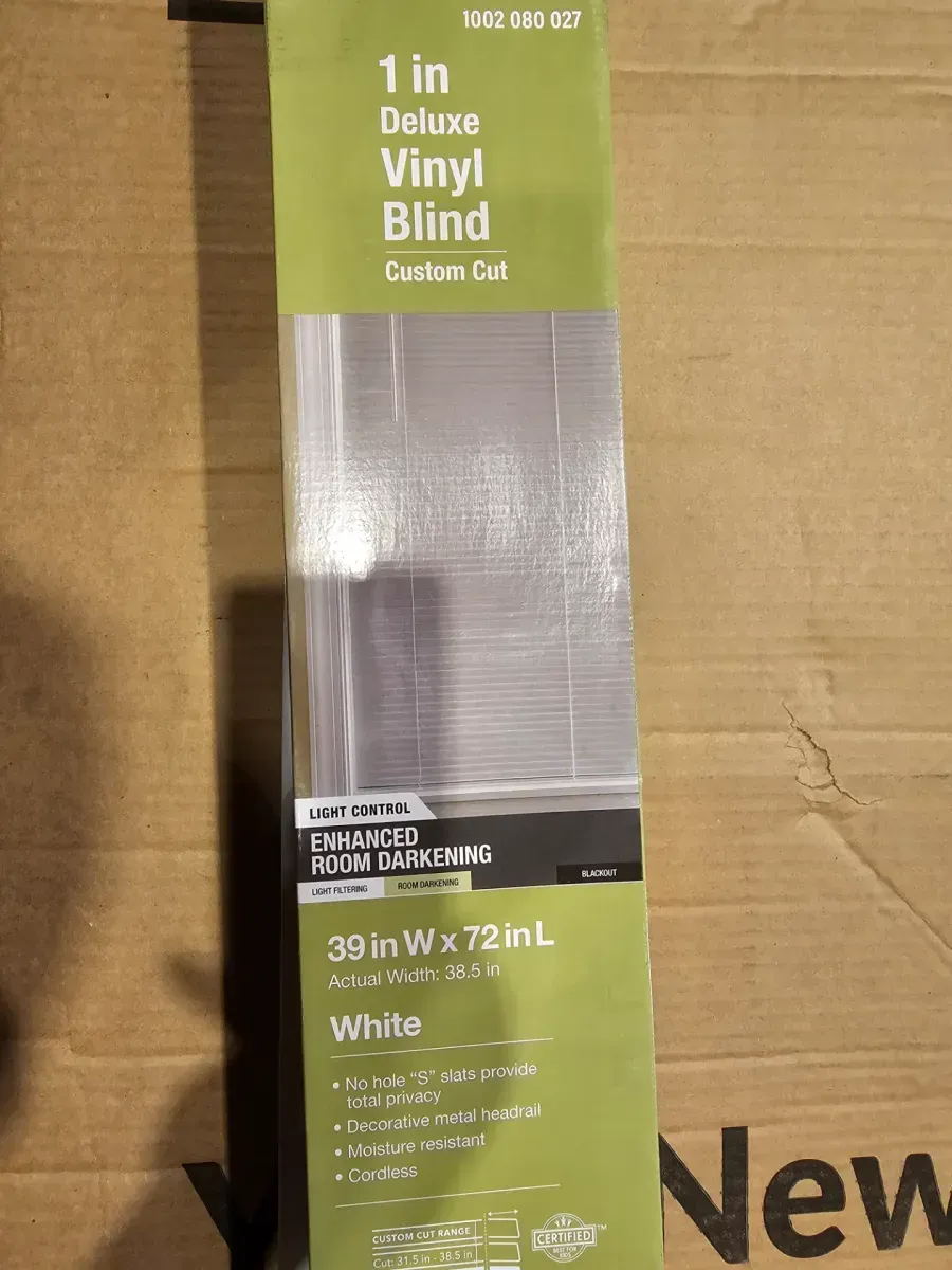 Cut-to-Width White Cordless 1 in. Blackout Vinyl Mini Blind - 72 in. W x 72 in. L - image 3