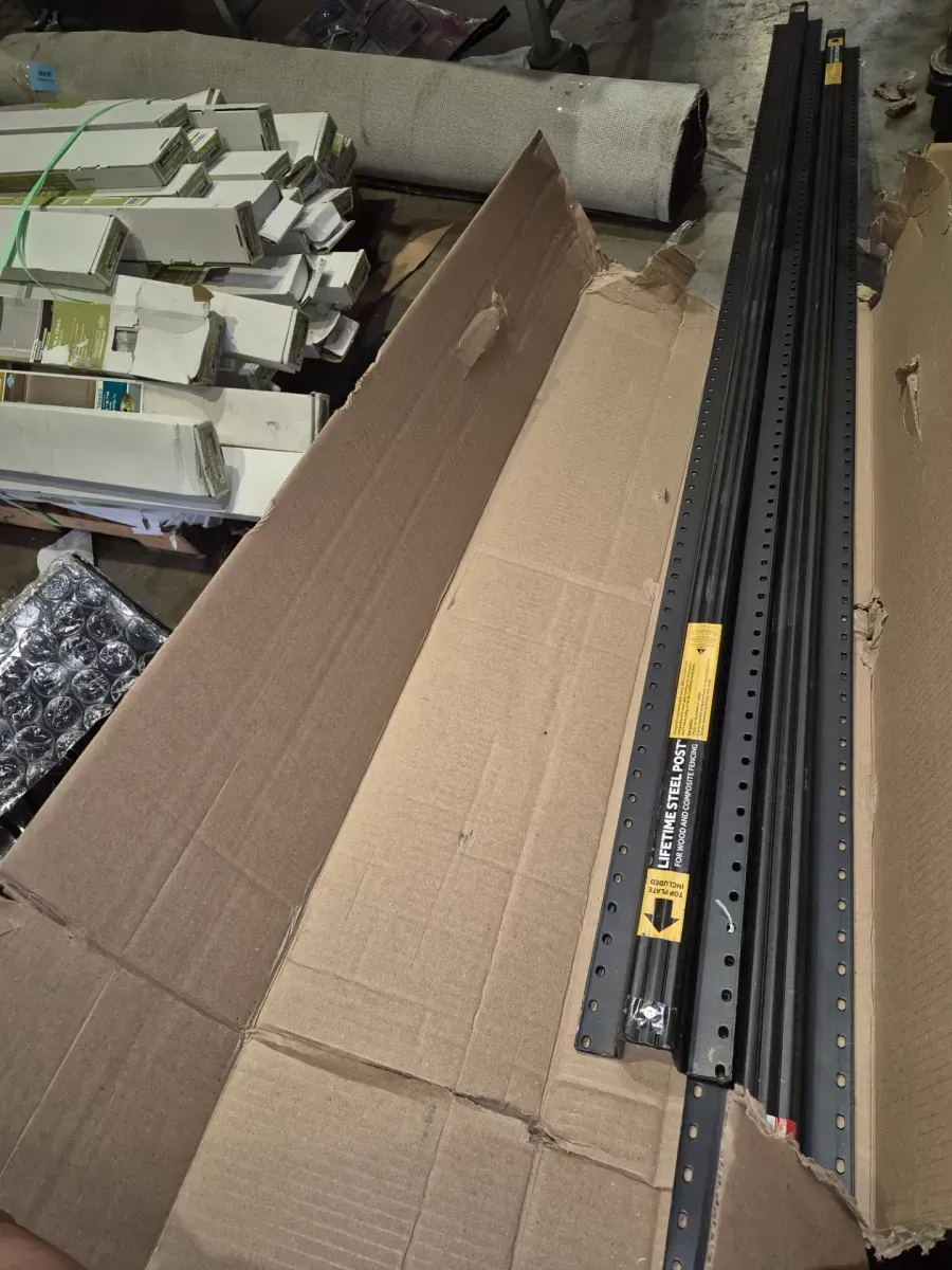 (Pack of 2 )4 in. x 8 ft. Powder Coated Black Steel with Top Plate for In-Ground Line Applications Metal Fence Post - image 3