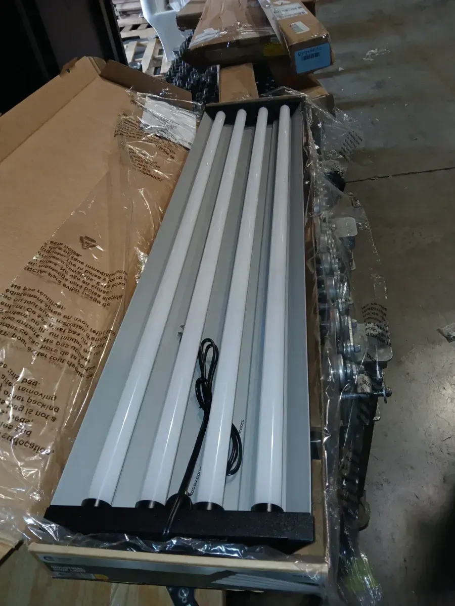 4 ft. 80-Watt 4000K Bright White 4-Light 7000 Lumens Gray Integrated LED Linkable Hanging Shop Light with Pull Chain - image 2