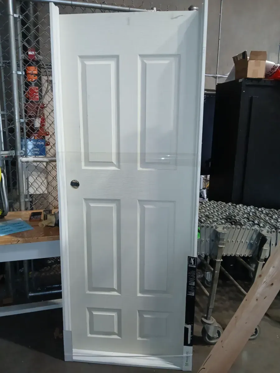 *** With frame *** Masonite 30 in. x 80 in. 6 Panel Right-Handed Primed Composite Hollow Core Single Prehung Interior Door 4-9/16 in. Flat Jamb - image 2