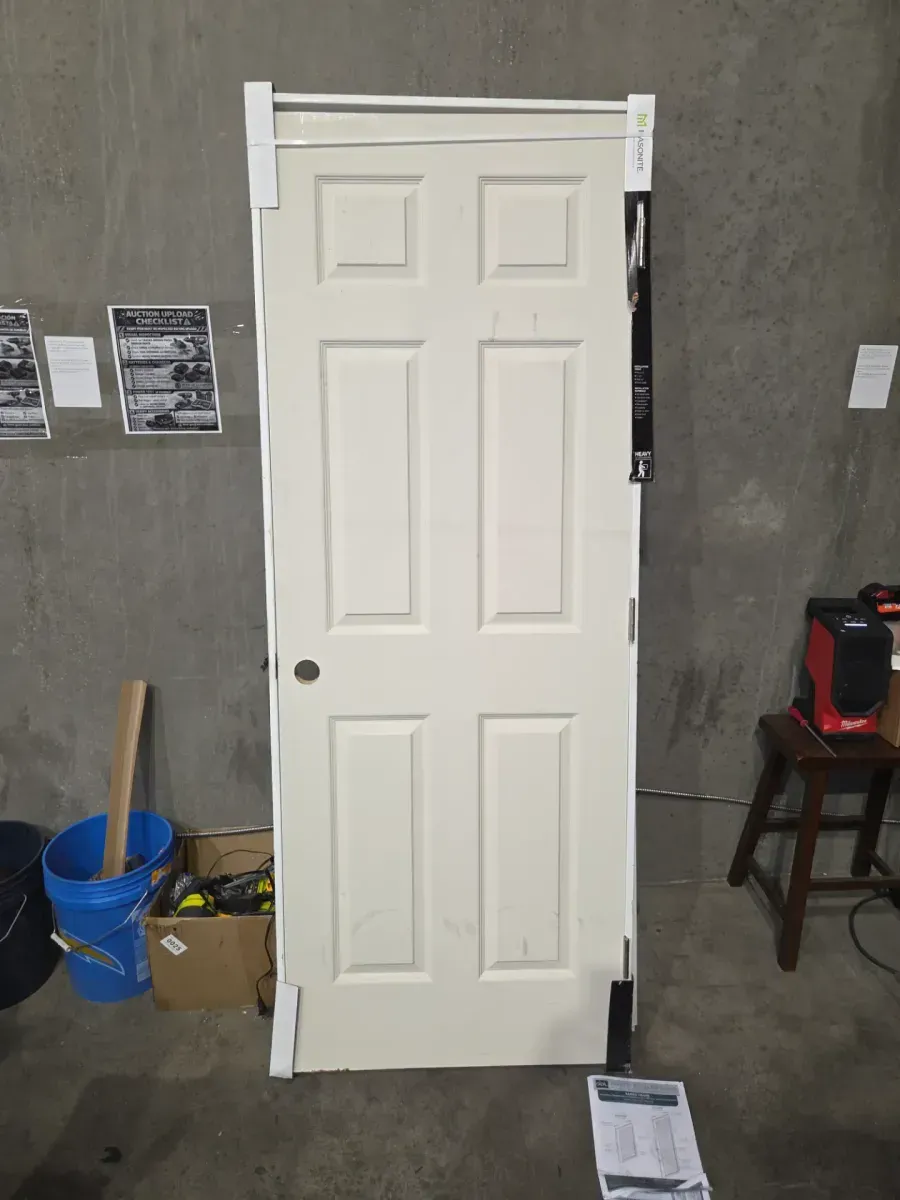 *** With frame *** Masonite 30 in. x 80 in. 6 Panel Left-Handed Primed Composite Hollow Core Single Prehung Interior Door 4-9/16 in. Flat Jamb - image 4