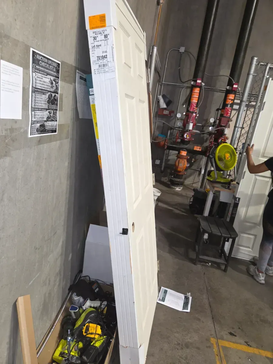 *** With frame *** Masonite 30 in. x 80 in. 6 Panel Left-Handed Primed Composite Hollow Core Single Prehung Interior Door 4-9/16 in. Flat Jamb - image 5