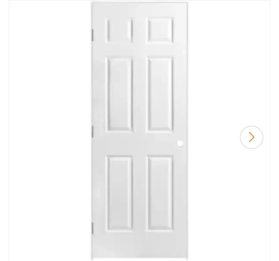 *** With frame ***  Masonite 30 in. x 80 in. 6 Panel Right-Handed Primed Composite Hollow Core Single Prehung Interior Door 4-9/16 in. Flat Jamb - image 1