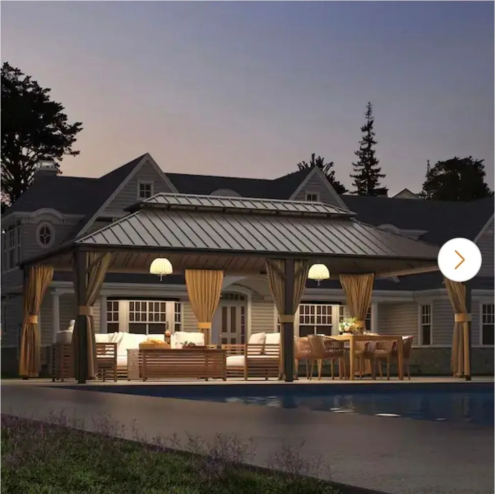 *** Box number 3 is missing ***  GAZEBEST 14 ft. x 24 ft. Double Galvanized Steel Roof Aluminum Frame Outdoor Patio Hardtop Gazebo with Netting and Curtains - image 1