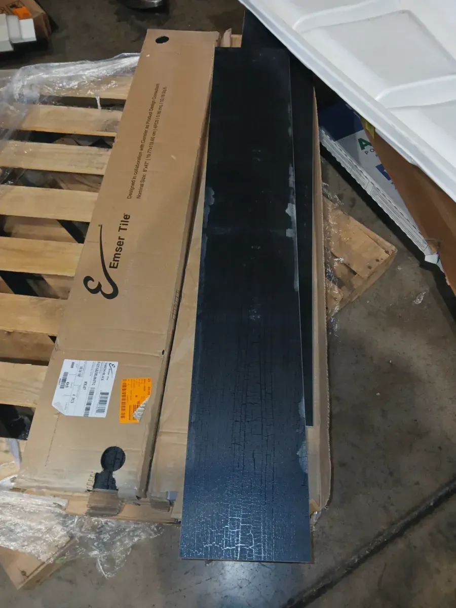*** Pallet of 8 case (81.44 sq. ft./Case)Yakedo Black 7.76 in. x 46.89 in. Matte Porcelain Wood Look Floor and Wall Tile (10.18 sq. ft./Case) - image 2