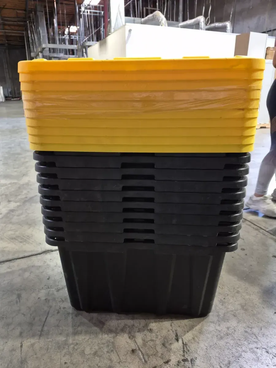 ( Pack of 10 ) HDX 27 Gal. Tough Storage Tote in Black and Yellow - image 3