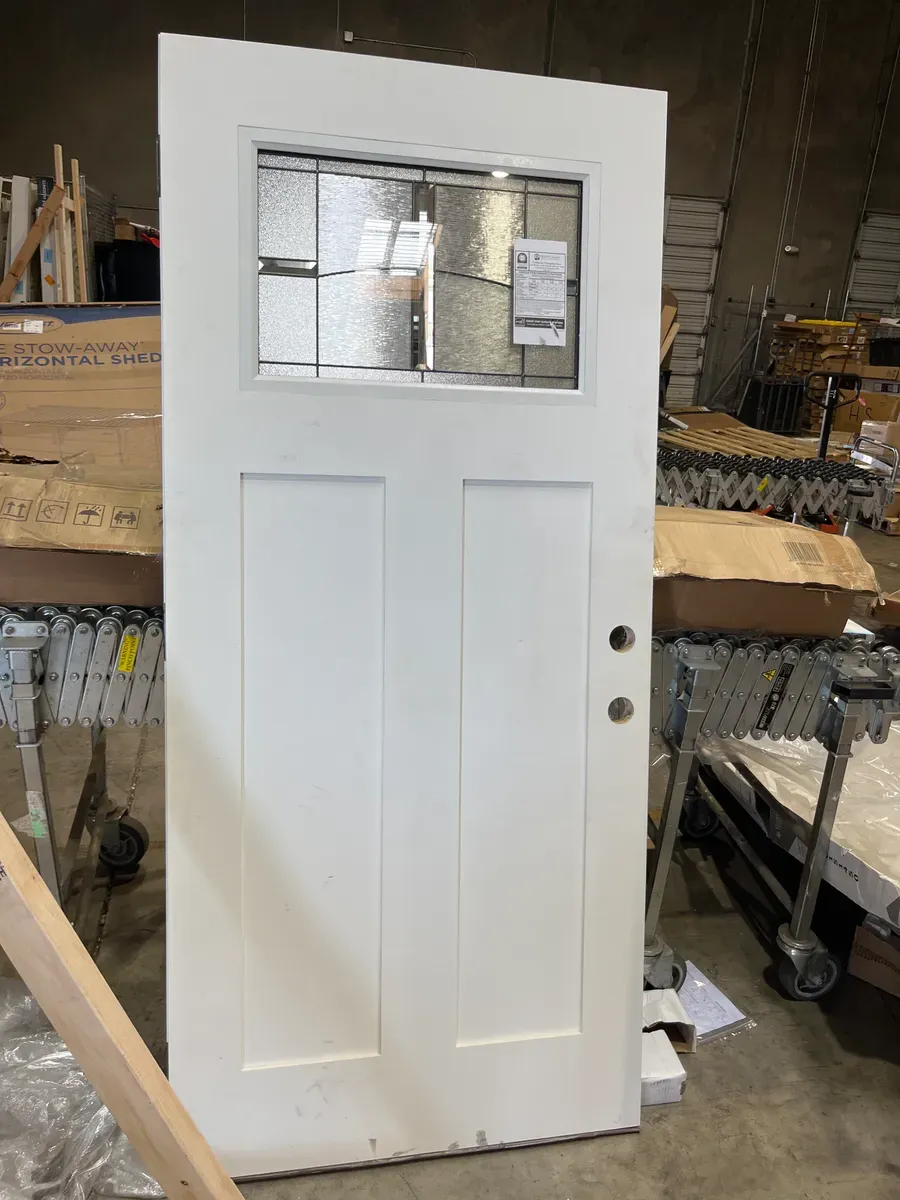 *** The door design is different ***36 in. x 80 in. Golden Gate Craftsman Right-Hand Inswing Primed Smooth Fiberglass Prehung Front Door No Brickmold - image 3