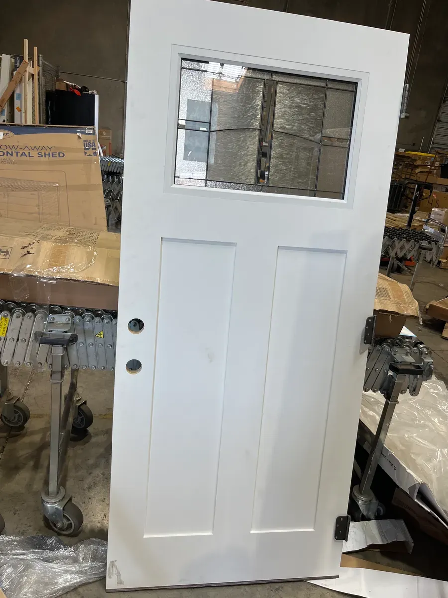 *** The door design is different ***36 in. x 80 in. Golden Gate Craftsman Right-Hand Inswing Primed Smooth Fiberglass Prehung Front Door No Brickmold - image 4