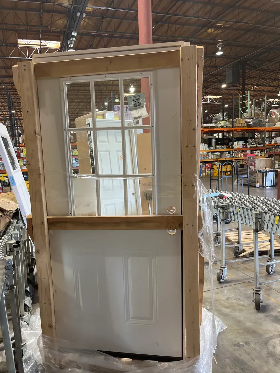 36 in. x 80 in. Right-Hand/Inswing Premium 9-Lite Clear Glass Primed Steel Prehung Front Door No Brickmold - image 1