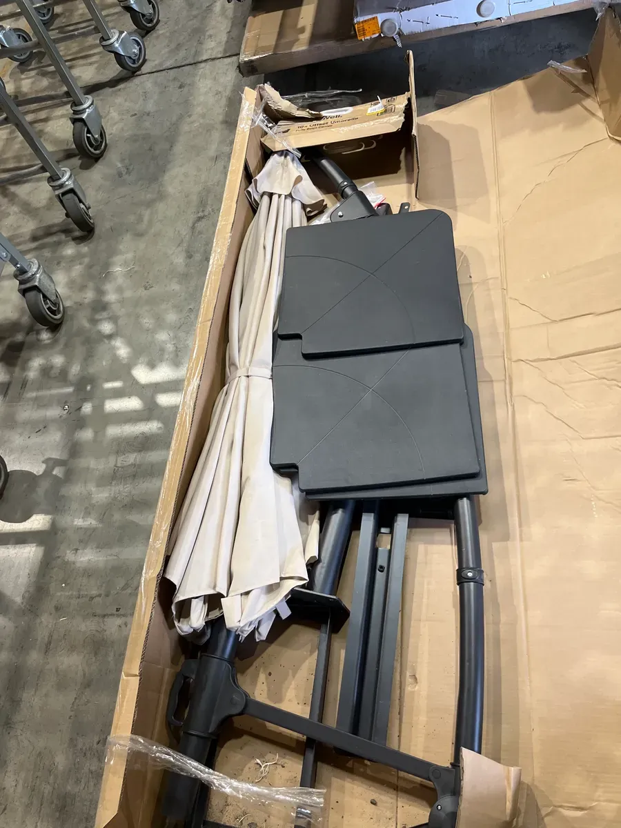 10 ft. Steel Cantilever Market Patio Umbrella in Putty - image 2