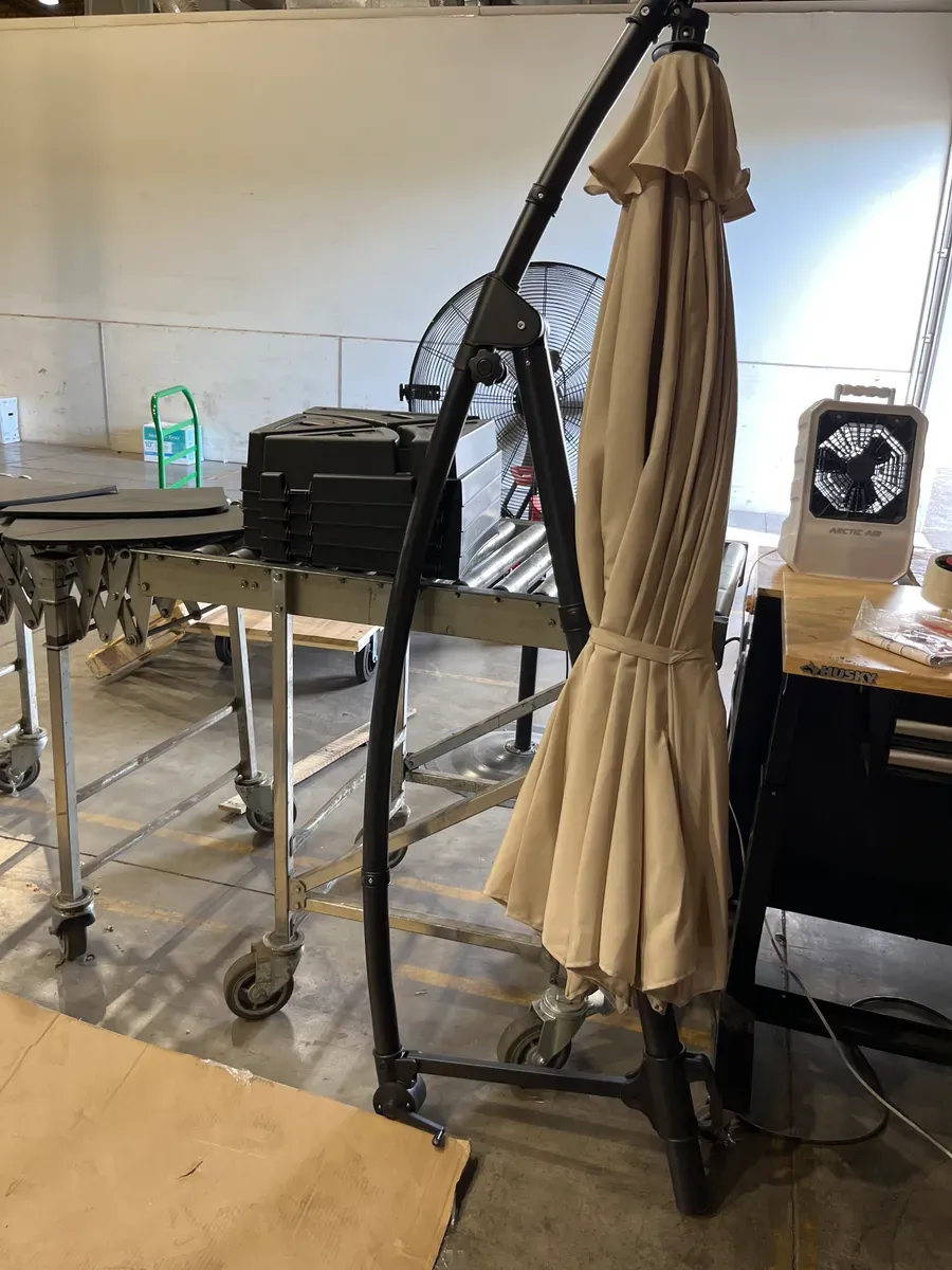 10 ft. Steel Cantilever Market Patio Umbrella in Putty - image 6