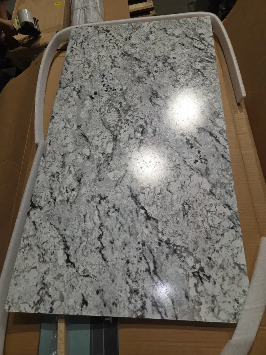 4 ft. Straight Laminate Countertop All-Inclusive Kit in Textured White Ice Granite with Eased Edge and Loose Backsplash - image 2