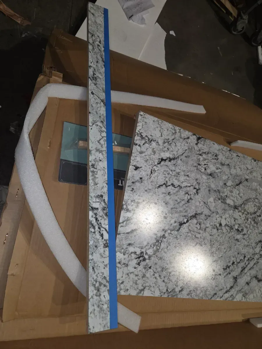 4 ft. Straight Laminate Countertop All-Inclusive Kit in Textured White Ice Granite with Eased Edge and Loose Backsplash - image 3