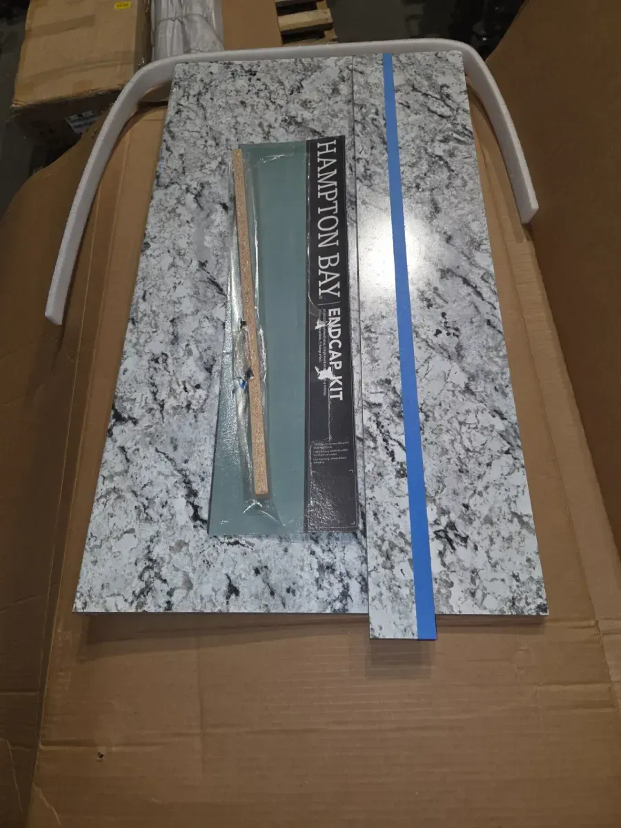 4 ft. Straight Laminate Countertop All-Inclusive Kit in Textured White Ice Granite with Eased Edge and Loose Backsplash - image 5