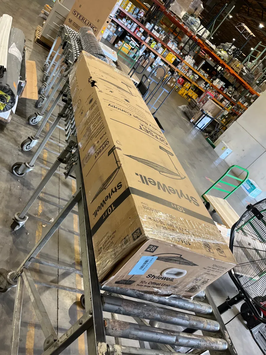 10 ft. Steel Cantilever Market Patio Umbrella in Putty - image 8