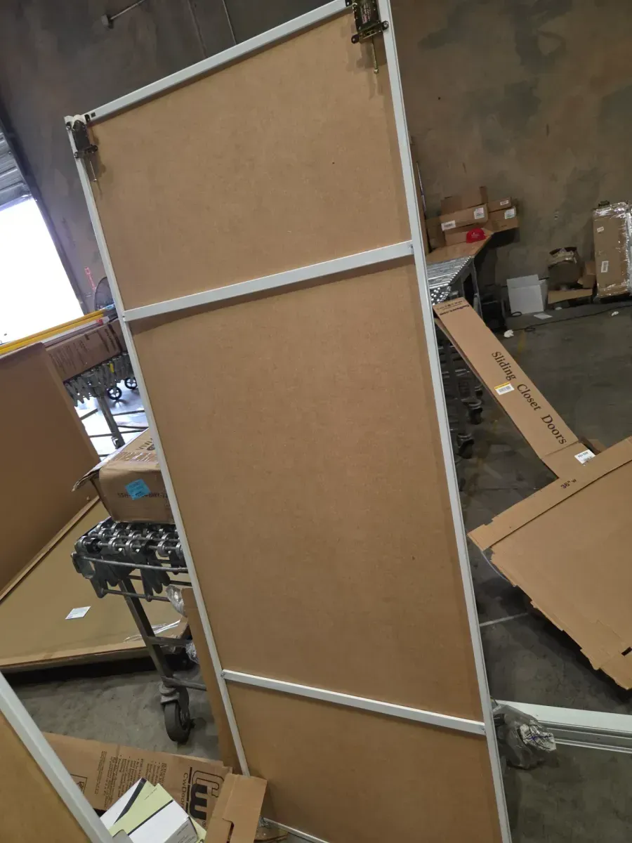 59 in. x 80-1/2 in. Aspen White Gloss Painted Steel Frame Prefinished White Hardboard Interior Sliding Door - image 2