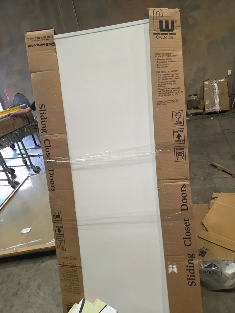 59 in. x 80-1/2 in. Aspen White Gloss Painted Steel Frame Prefinished White Hardboard Interior Sliding Door - image 5