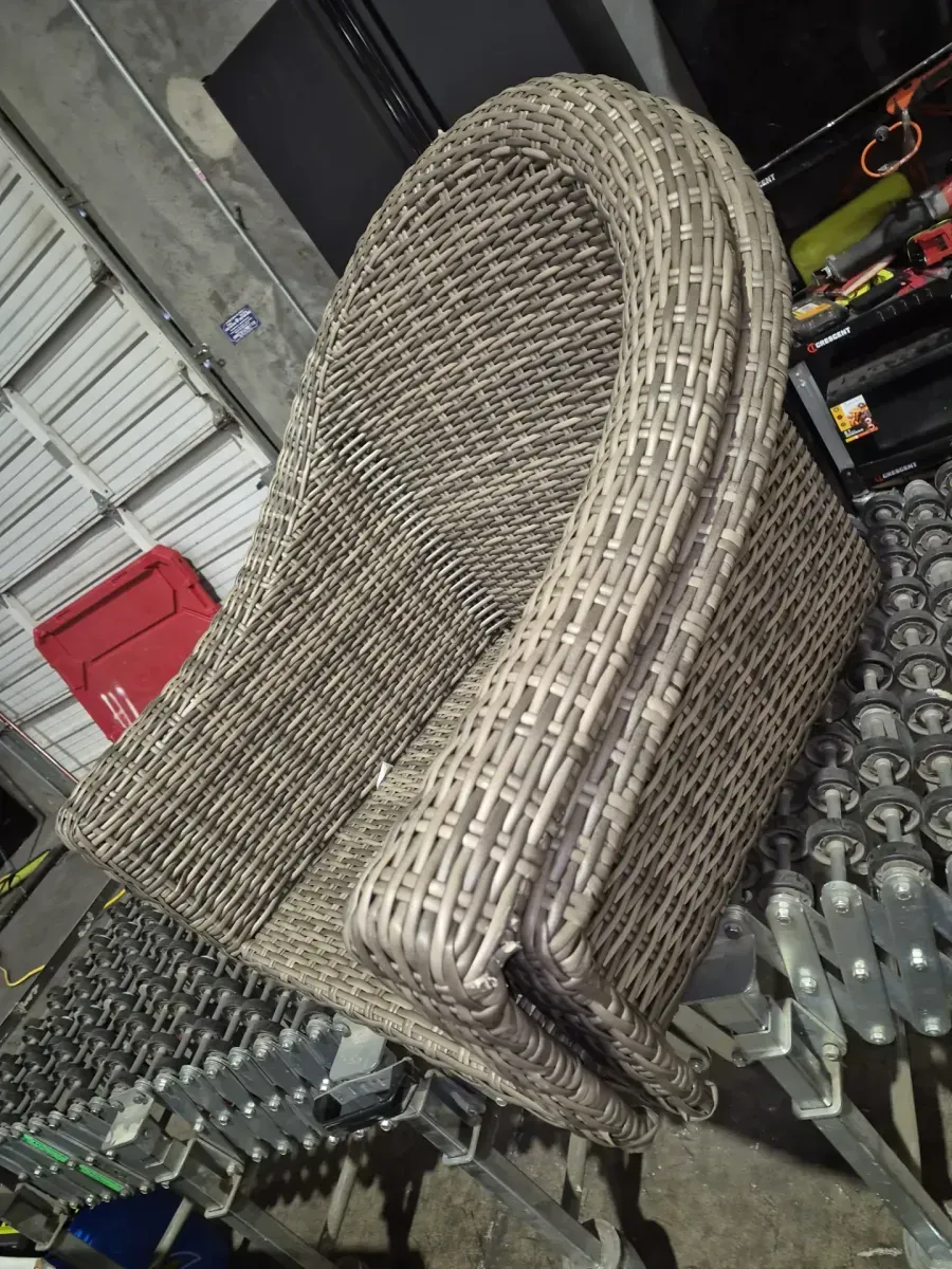 *** 2 chairs—both are missing the bottom part.*** bali & pari Amanda Kubu Grey Rattan Armchair - image 2