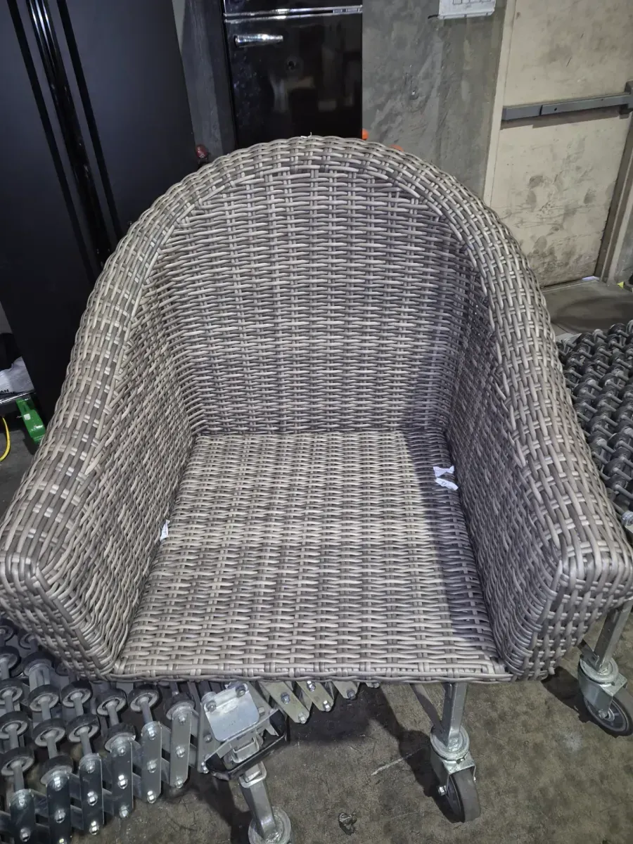 *** 2 chairs—both are missing the bottom part.*** bali & pari Amanda Kubu Grey Rattan Armchair - image 3