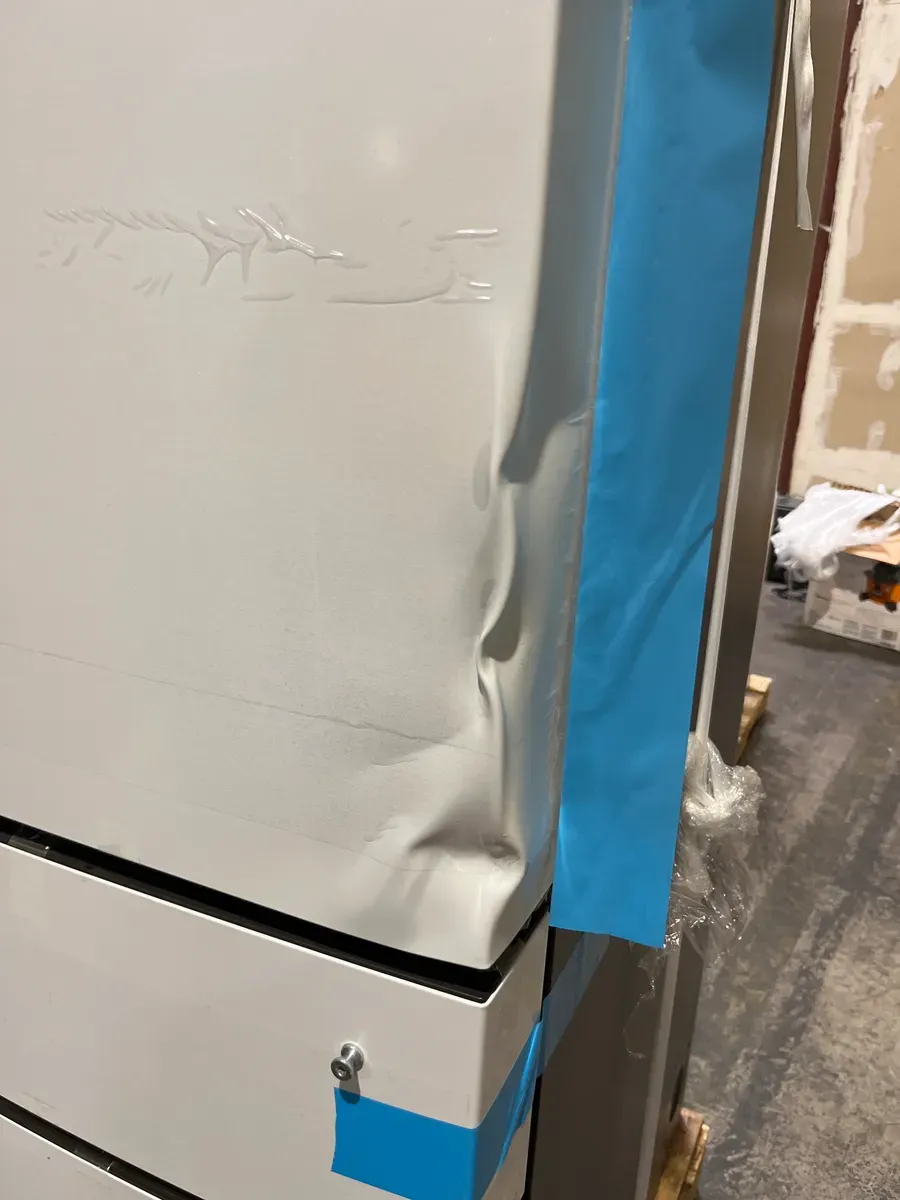 *** In one of the corners it is bent, it looks in very good condition ***28.7 Cu. Ft. 4-Door French Door Smart Refrigerator with Dual Dispense Auto Fill Pitcher – Matte White - image 11