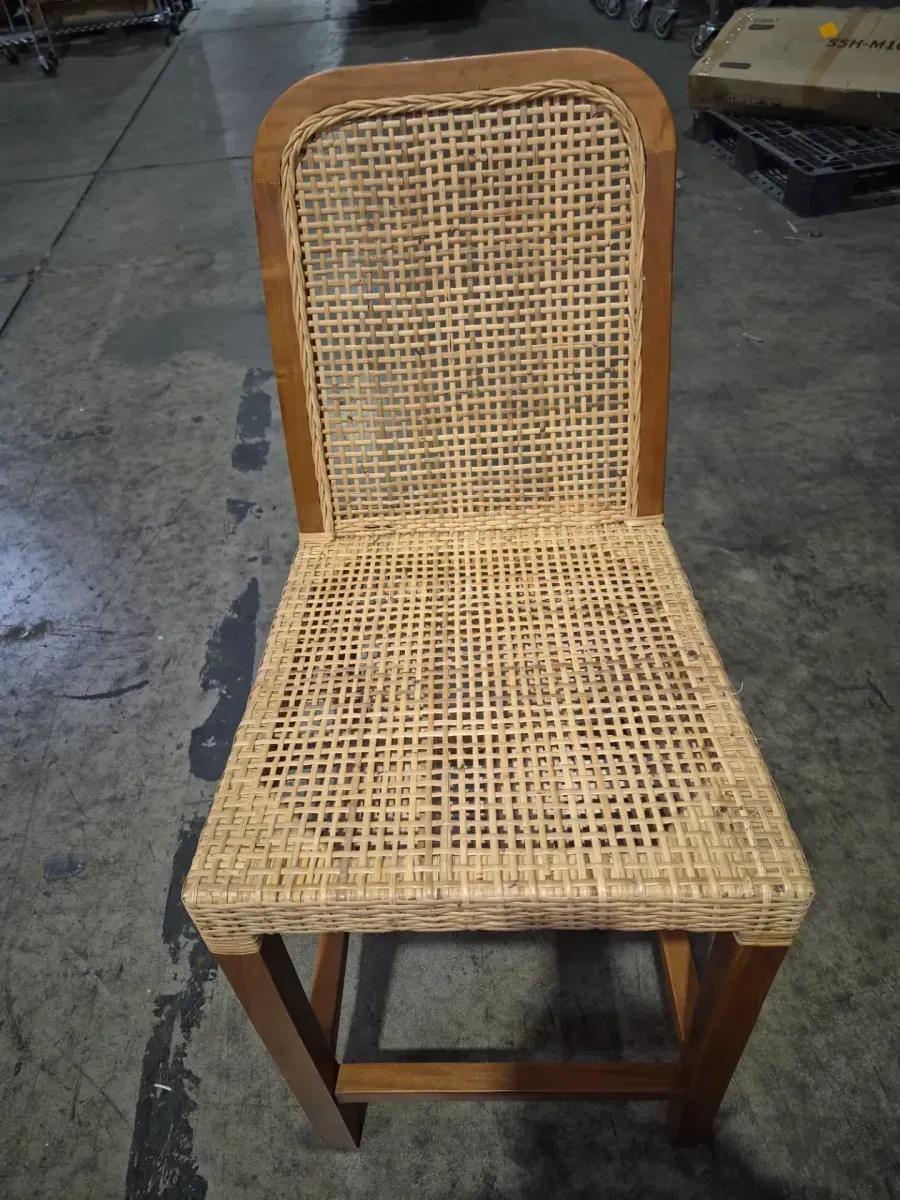 ( Pack of 4 chair )Caspia 40.4 in. Mahogany and Natural Rattan Low Back Wood Frame Counter Height Bar Stool - image 4