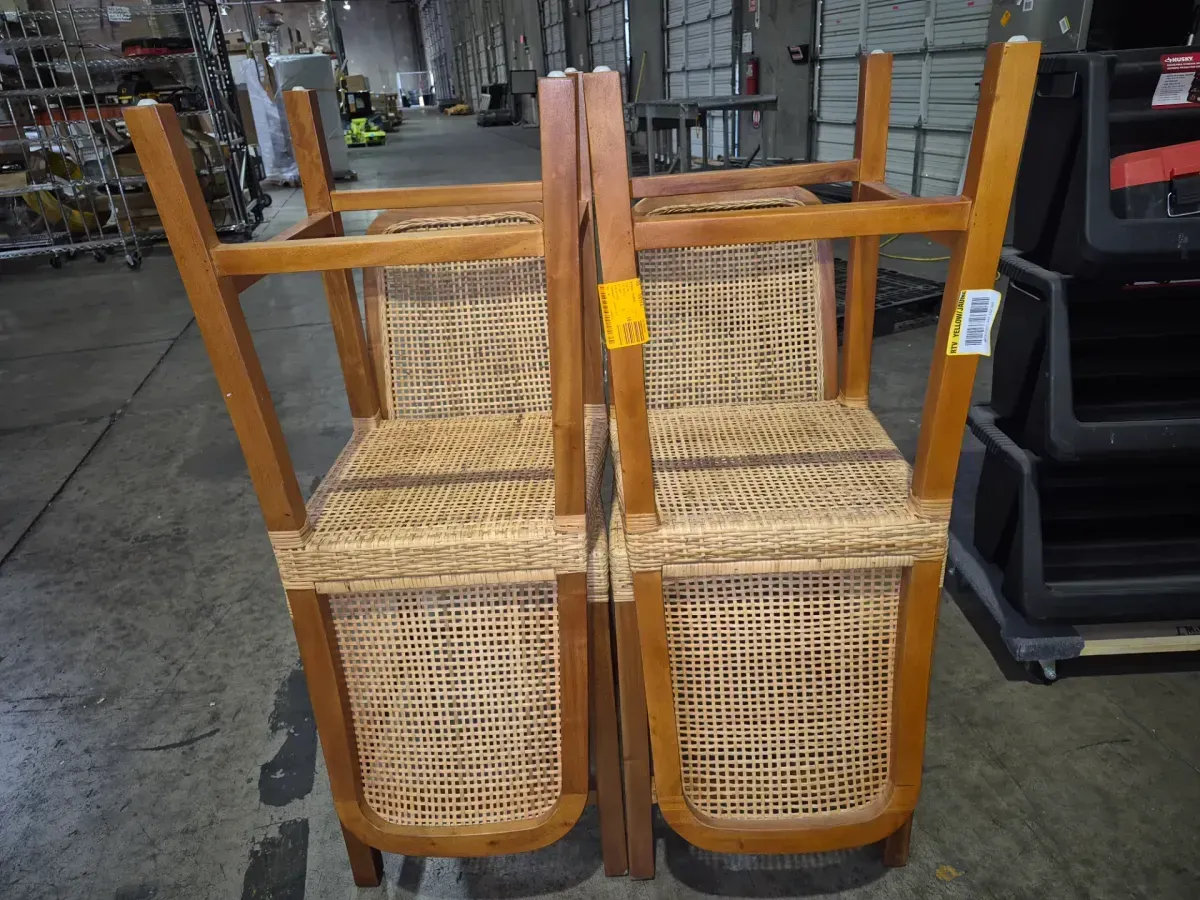 ( Pack of 4 chair )Caspia 40.4 in. Mahogany and Natural Rattan Low Back Wood Frame Counter Height Bar Stool - image 5