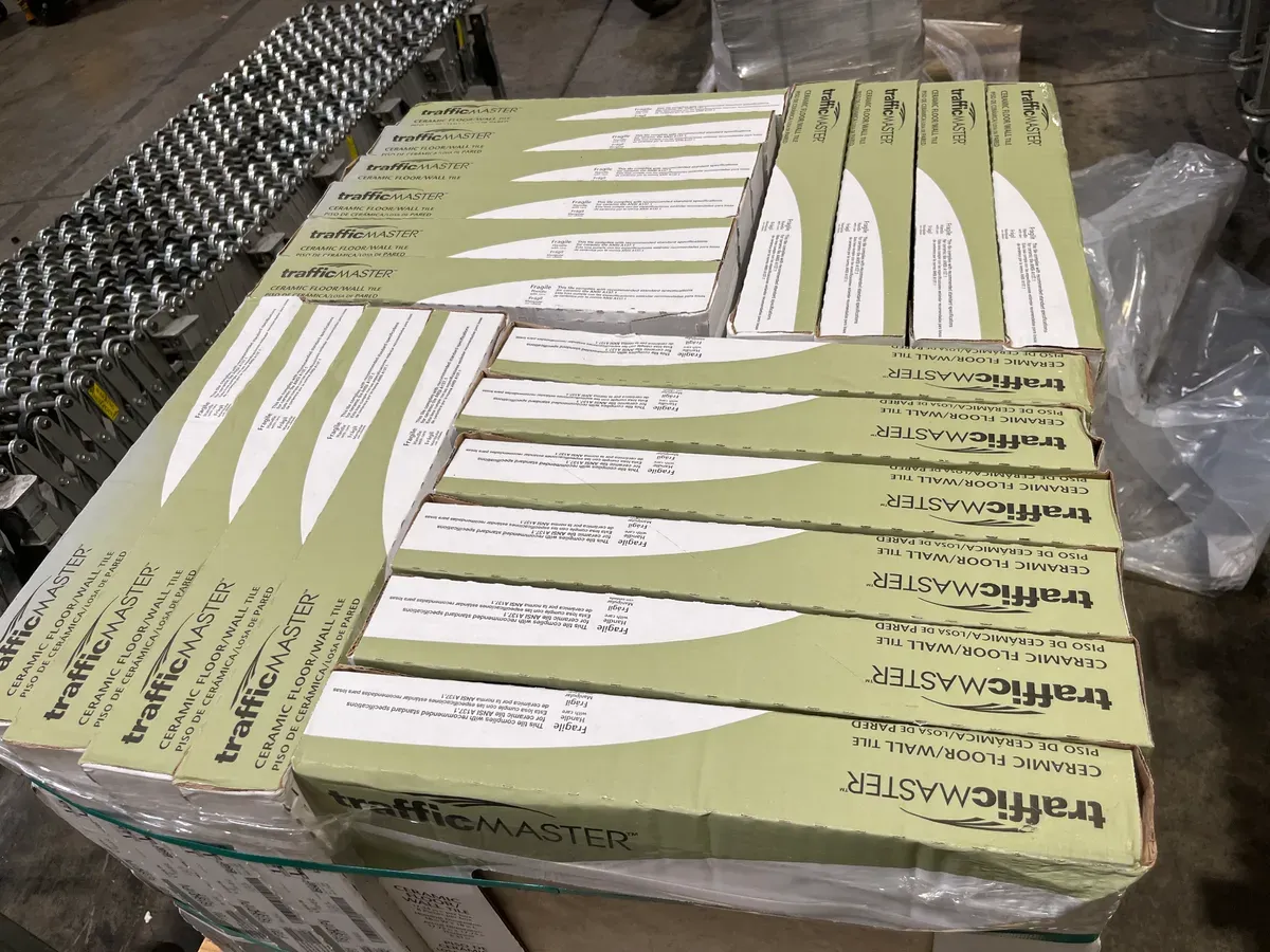 **Pallet of 20(sq. ft./ case 348.8***TrafficMaster Portland Stone Beige 18 in. x 18 in. Glazed Ceramic Floor andWall Tile (17.44) - image 2