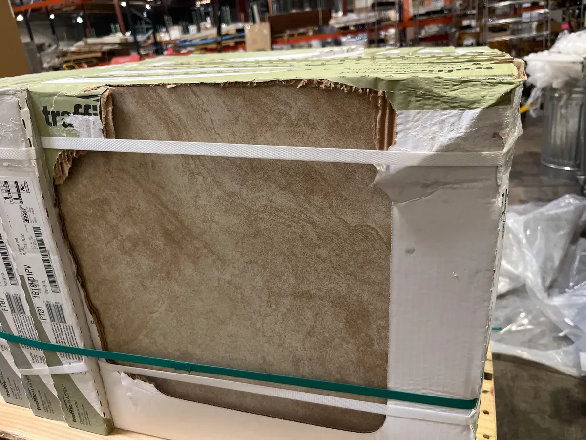 **Pallet of 20(sq. ft./ case 348.8***TrafficMaster Portland Stone Beige 18 in. x 18 in. Glazed Ceramic Floor andWall Tile (17.44) - image 3