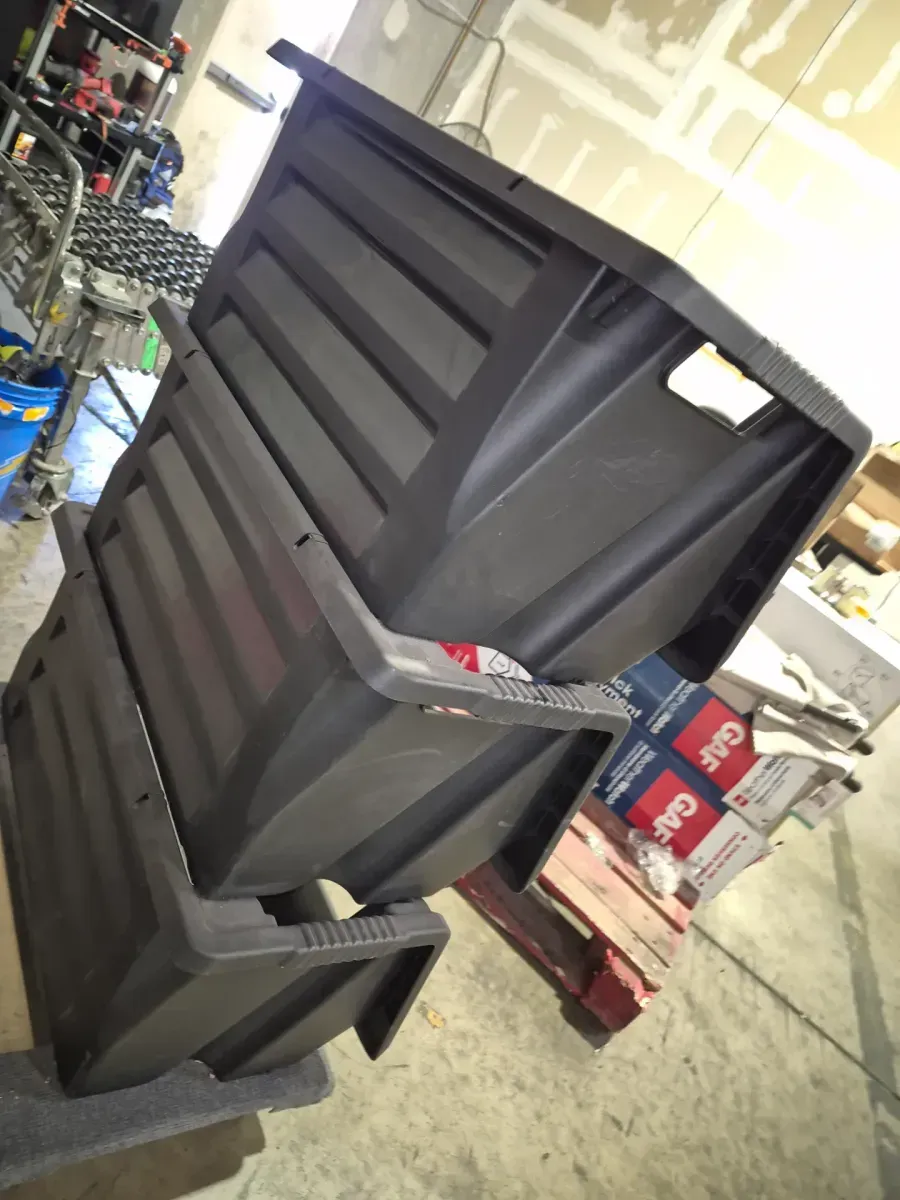 (Pack of 3 )Husky 77 in. W 4-Shelf Black Metal Shelving Unit, 55 Gal. Stackable Storage Bin (4-Count) Combo - image 4