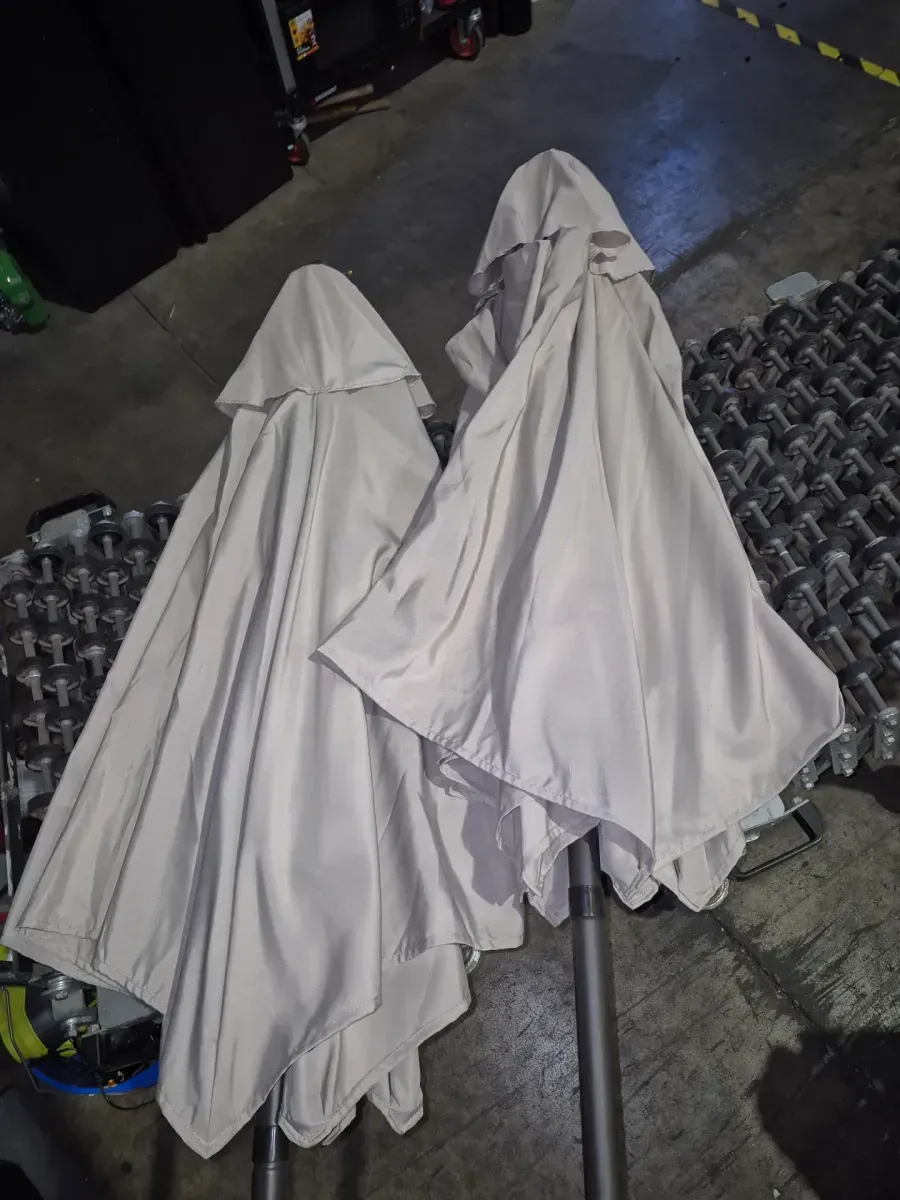 ( Pack of 2 umbrellas  )*** They lack the foundation.*** 7.5 ft. Steel Market Outdoor Patio Umbrella in Putty Beige - image 3