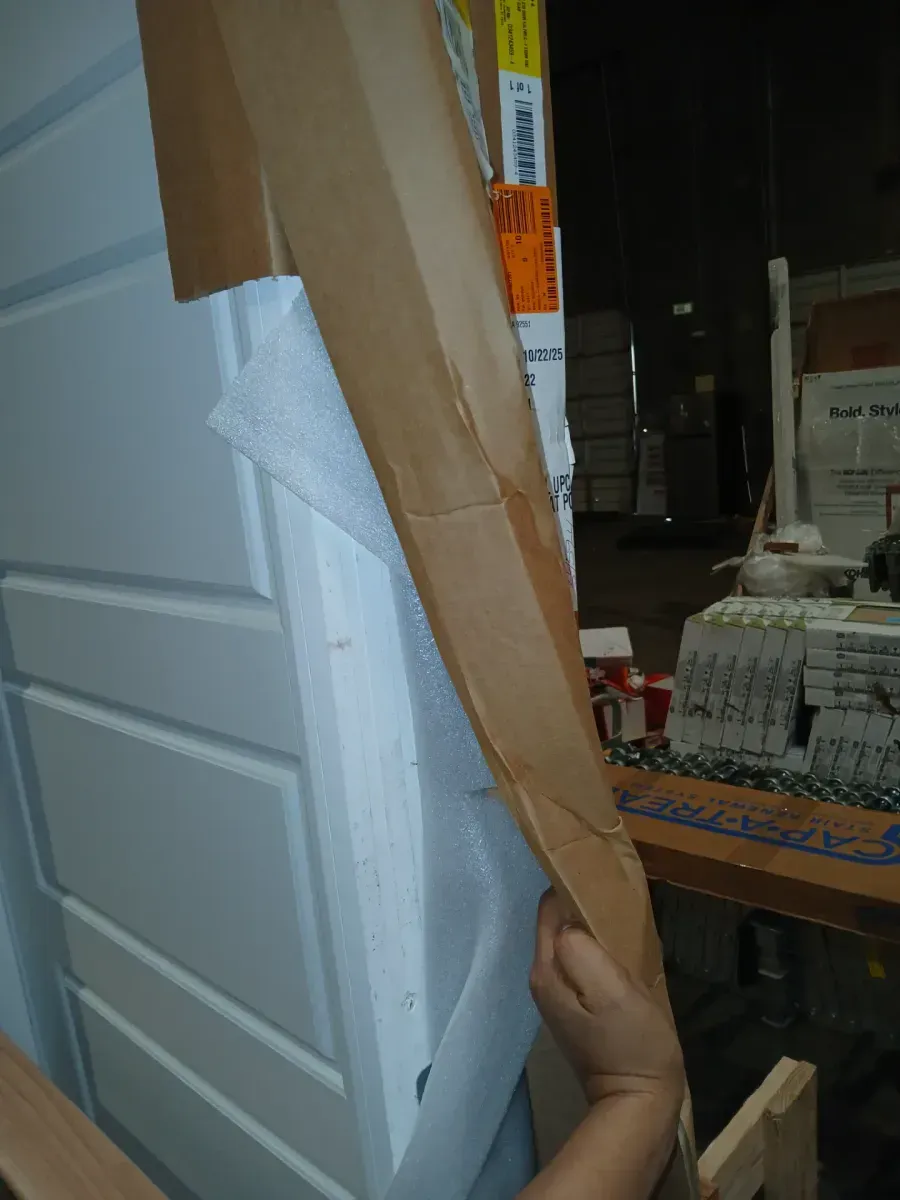 ***  With frame *** 32in. × 96in.  6 Panel Riverside Smooth Equal Hollow Core Primed Composite Interior Door Slab - image 3