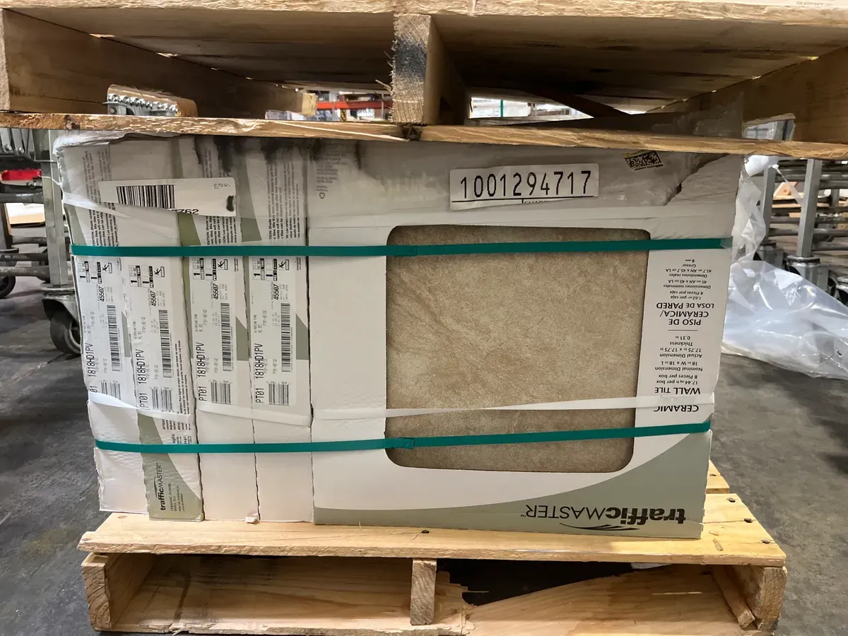 ***Pallet of 20 Cases(348.8 sq. ft./ case)***TrafficMaster Portland Stone Beige 18 in. x 18 in. Glazed Ceramic Floor and Wall Tile (17.44) - image 1