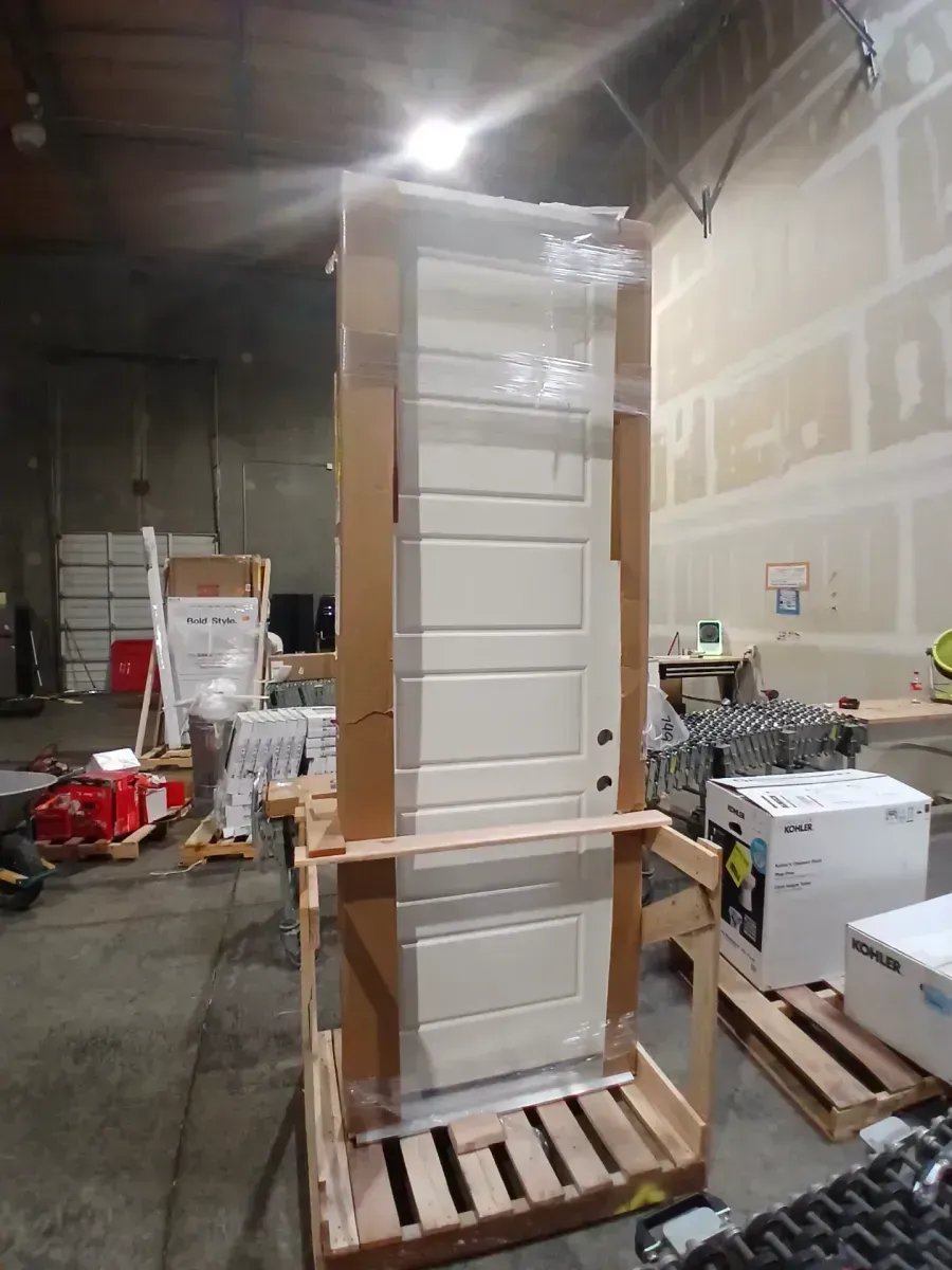 31in. x 95 in. 6 Panel Riverside Smooth Equal Hollow Core Primed Composite Interior Door Slab - image 2