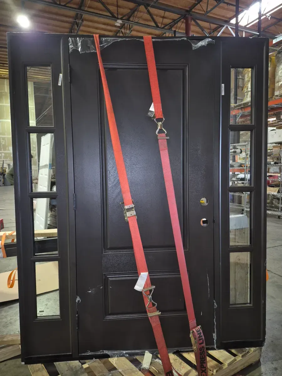 Regency 64 in. x 80 in. 2Panel 3/4-Squaretop RHIS Onyx Stain Fiberglass Prehung Front Door with w/4Lite Dbl 12in.SL - image 2