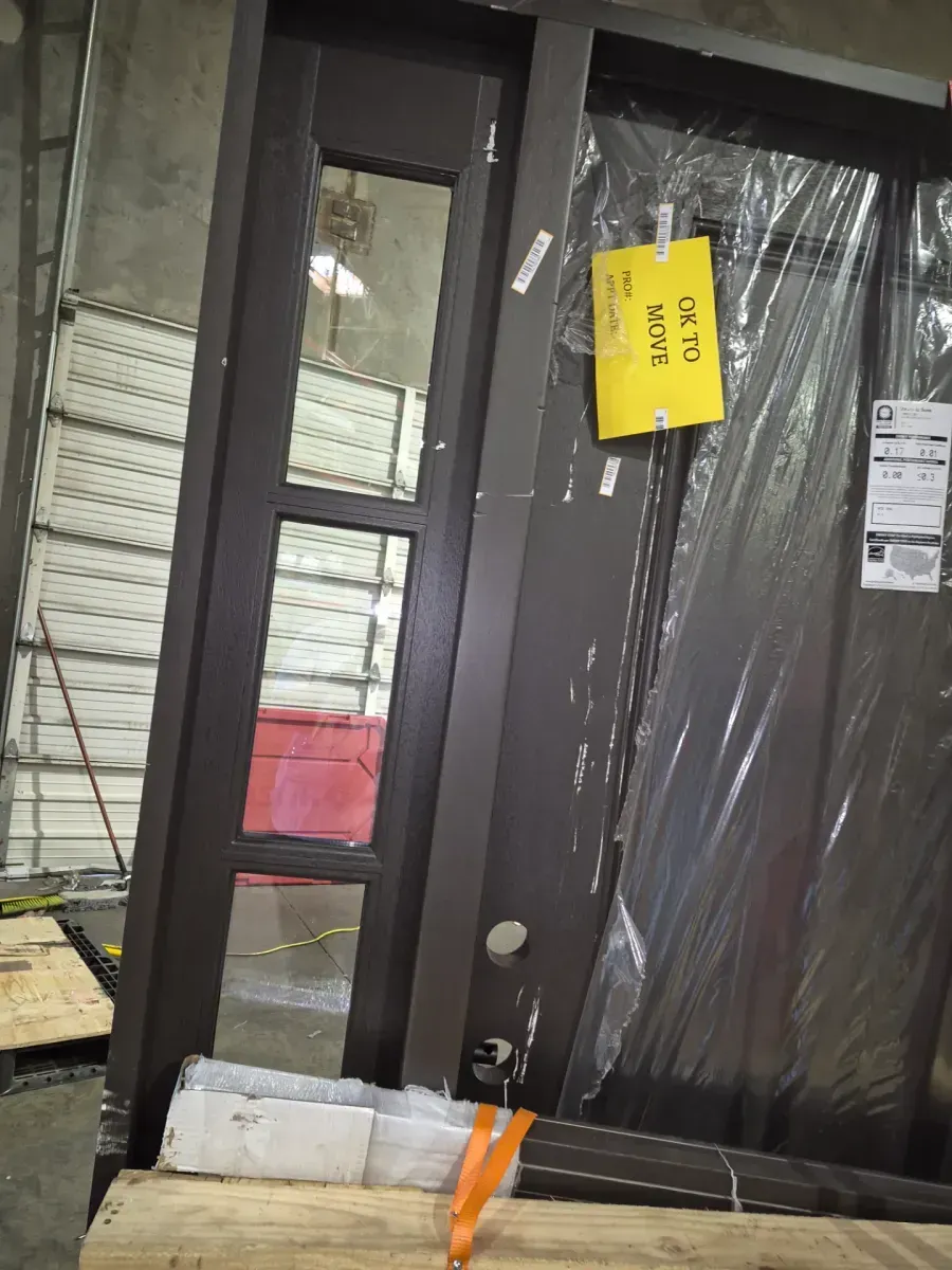 Regency 64 in. x 80 in. 2Panel 3/4-Squaretop RHIS Onyx Stain Fiberglass Prehung Front Door with w/4Lite Dbl 12in.SL - image 5