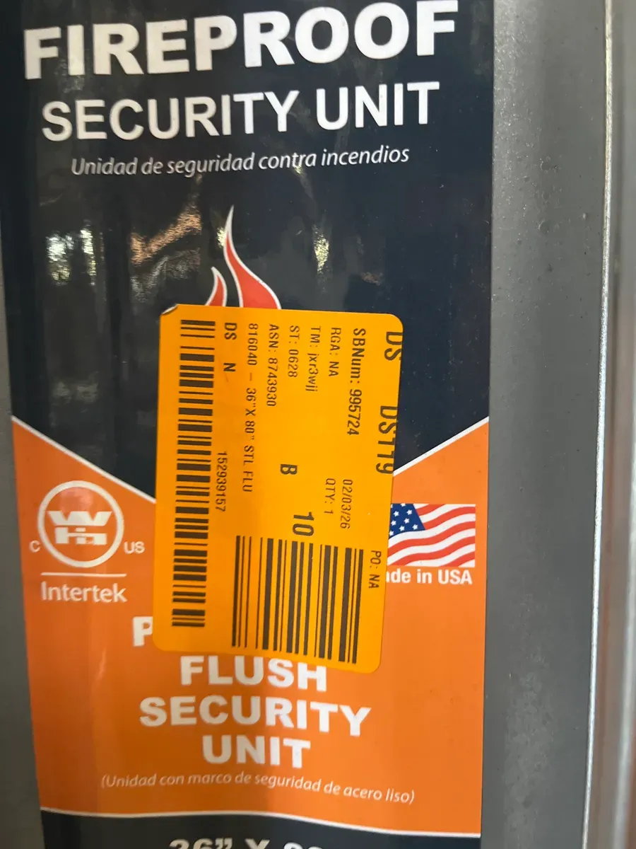 36 in. x 80 in. Gray Right-Hand Flush Security Steel Prehung Commercial Door with Welded Frame - image 2