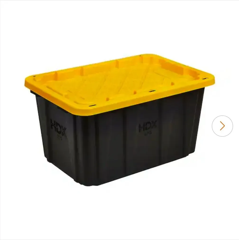 *** It is missing lid *** 27 Gal. Tough Storage Tote in Black and Yellow - image 1
