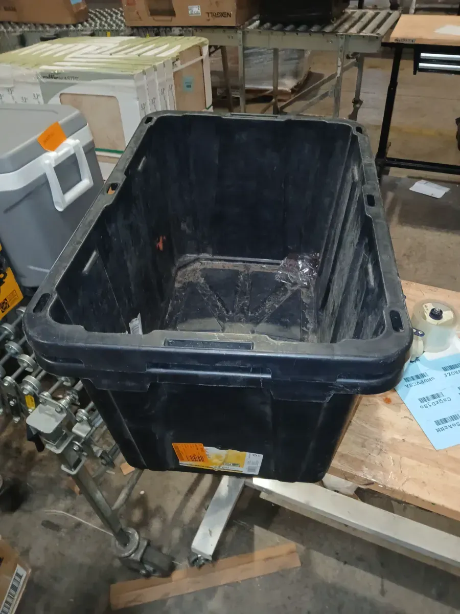 *** It is missing lid *** 27 Gal. Tough Storage Tote in Black and Yellow - image 3