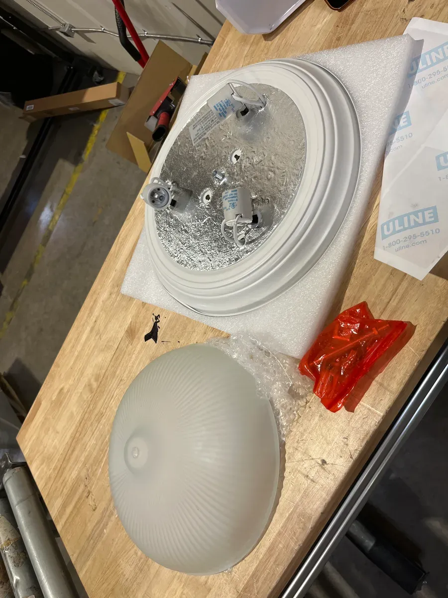 15.38 in. 3-Light White Flush Mount Ceiling Light Fixture with Frosted Swirl Glass Shade - image 3