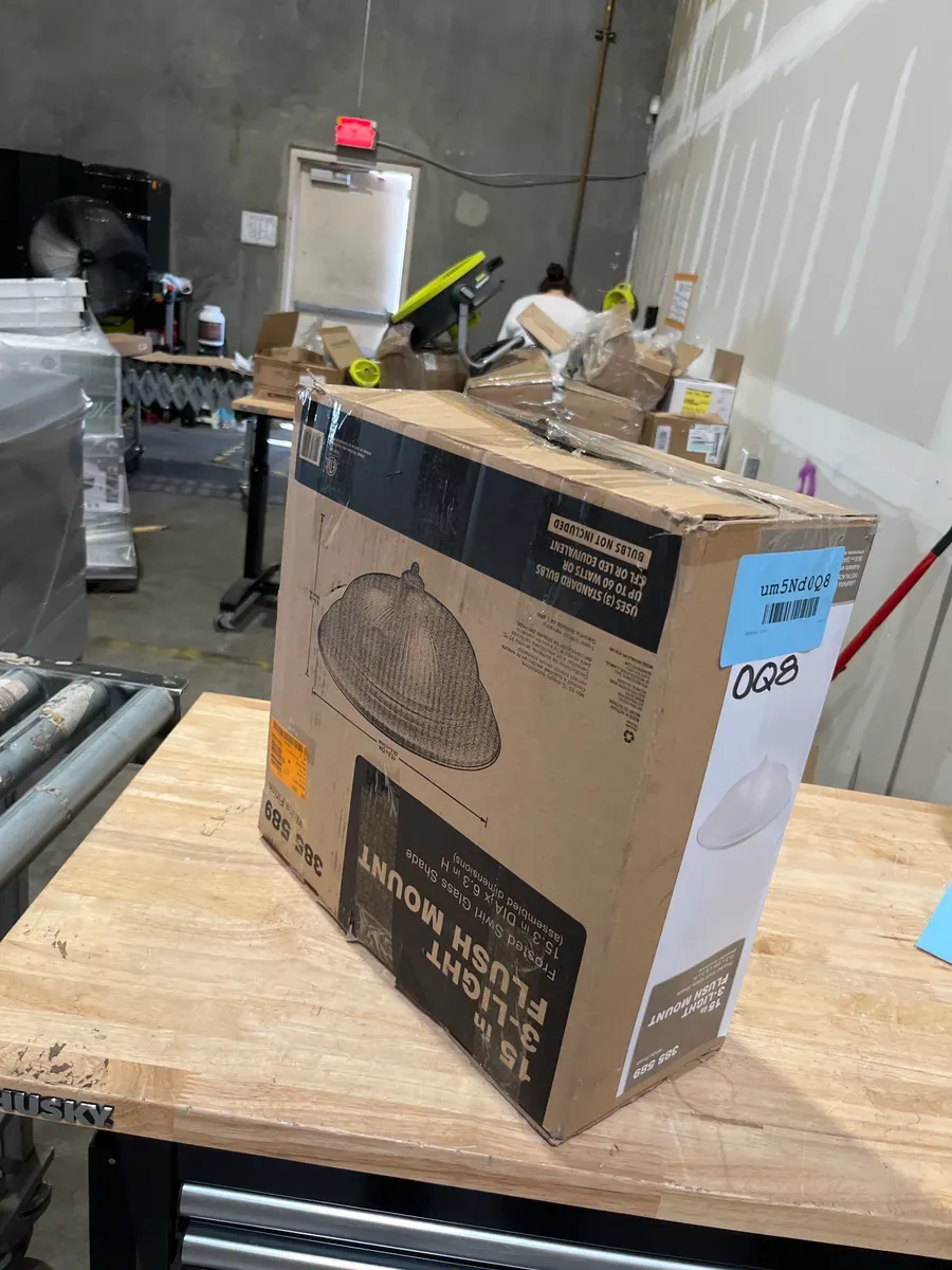 15.38 in. 3-Light White Flush Mount Ceiling Light Fixture with Frosted Swirl Glass Shade - image 5